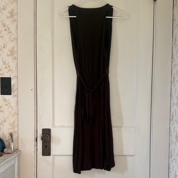 Sleeveless Brown Maxi Dress with Embellished Waist - Picture 7 of 7
